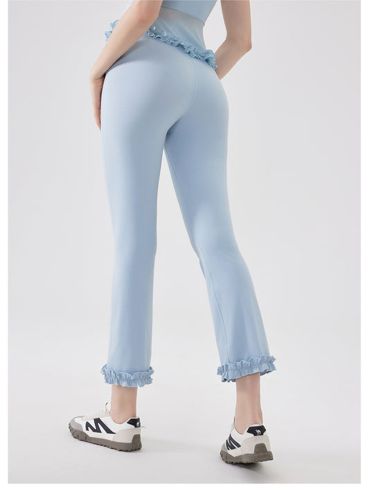 High Waist Lace Slimming Smoke Tube Cropped Pants Slim Fit Yoga Pants Women Hip Lifting Running Workout Pants Fitness Pants - Iyanka
