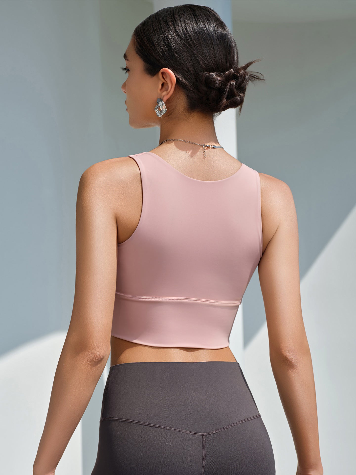 High Strength Sports Underwear Women Shockproof Front Zipper Anti Sagging Nude Feel Quick-Drying Yoga Clothes Vest with Chest Pad - Iyanka