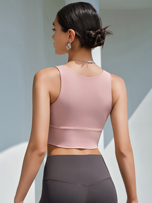 High Strength Sports Underwear Women Shockproof Front Zipper Anti Sagging Nude Feel Quick-Drying Yoga Clothes Vest with Chest Pad - Iyanka