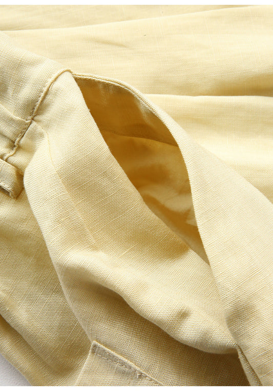 Summer Tencel Linen Shorts Women Slimming High Waist Pants Linen Elastic Waist Solid Color Casual Pants - Iyanka