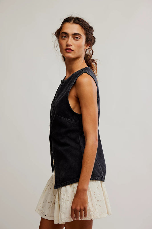 Casual Slim Fit Buttoned Women Clothing Denim Sleeveless Vest - Iyanka