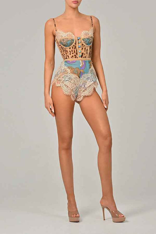 Spring Summer Suspender Sexy Lace Jumpsuit Holiday Slim Fit Printed Jumpsuit