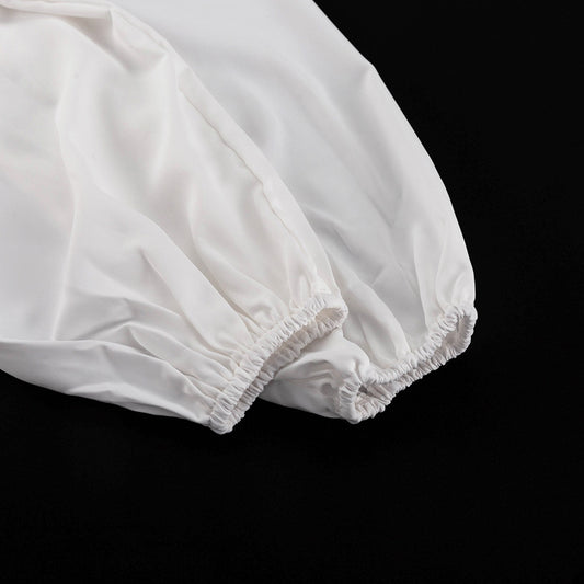 French Square Collar Graceful Puff Sleeve Fitted Waist Pleated Short Dress Women Faux Two Piece A line Dress