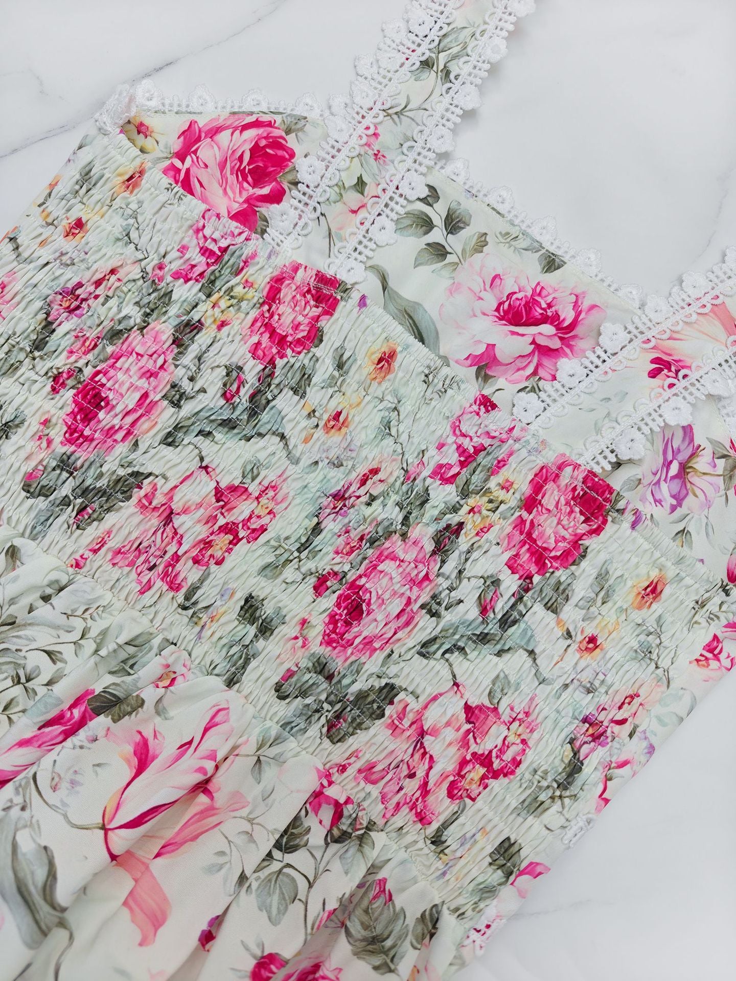 Women Holiday Floral Print Lace Sleeveless A line Dress