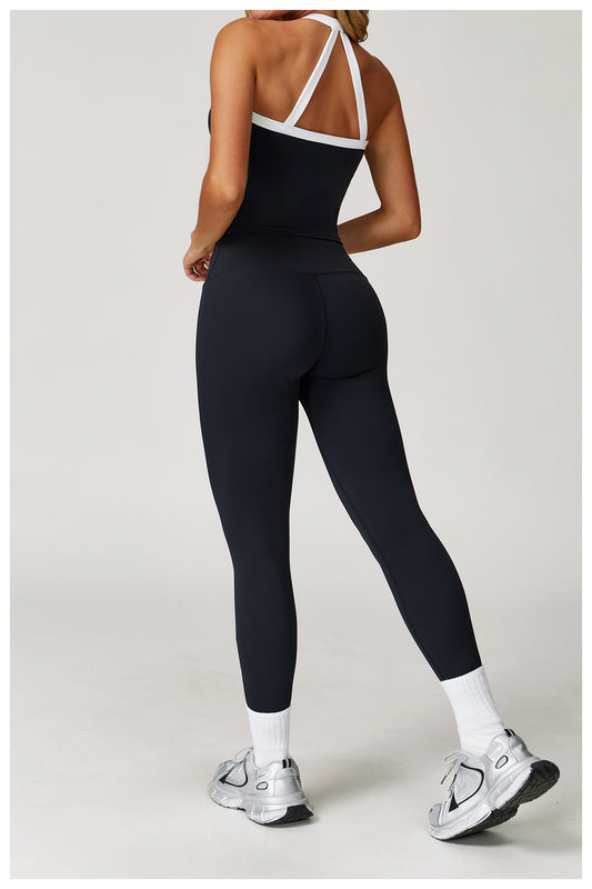 Nude Feel Yoga Pants High Waist Contrast Color Quick Drying Trousers Sports Running Fitness Sports Tights - Iyanka