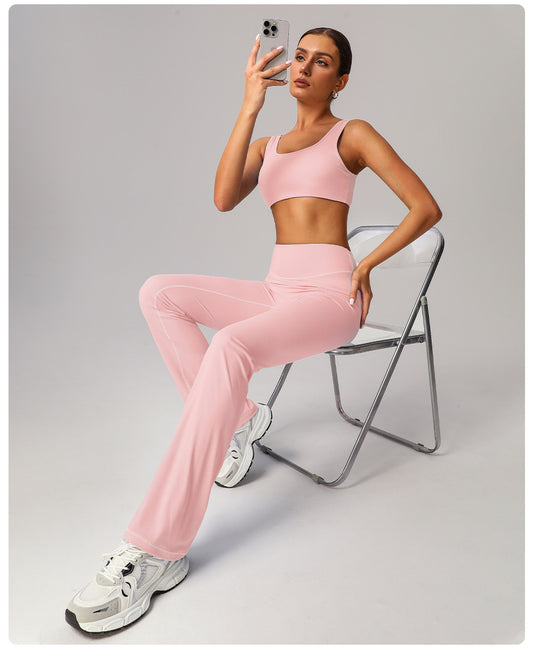 Yoga Wide Leg Pants High Waist Belly Contracting Fitness Trousers Women Skinny Hip Raise Bell Bottom Pants Sports Casual Pants - Iyanka
