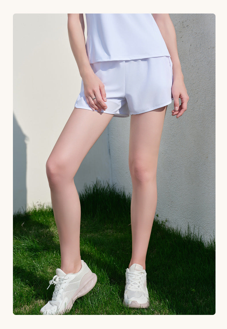 Summer Quick Drying Sports Shorts Women Loose Double Layer Anti Exposure Thin Outer Wear with Pockets Faux Two Piece Shorts - Iyanka