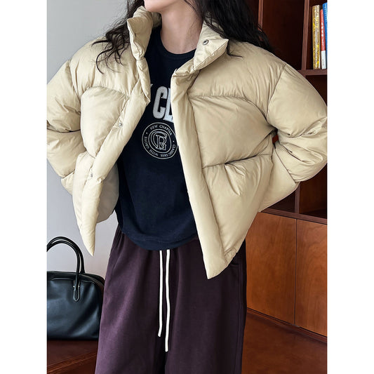 National Standard 90 White Duck down Short down Jacket Women Japanese All Matching Thickened Puffer Jacket - Iyanka