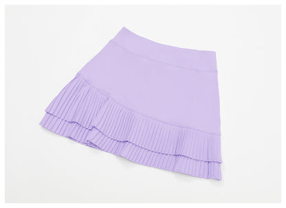 Sports Skirt Nude Feel High Waist Belly Wrap Pleated Skirt Anti Exposure Bottom Shorts Pocket Skirt - Iyanka
