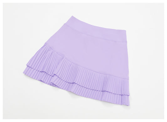 Sports Skirt Nude Feel High Waist Belly Wrap Pleated Skirt Anti Exposure Bottom Shorts Pocket Skirt - Iyanka