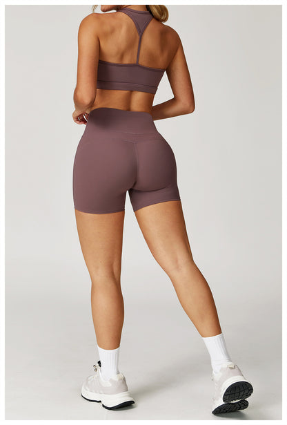 Nude Feel Yoga Shorts Women High Waist Quick Drying Skinny Slimming Shorts Running Exercise Workout Pants - Iyanka