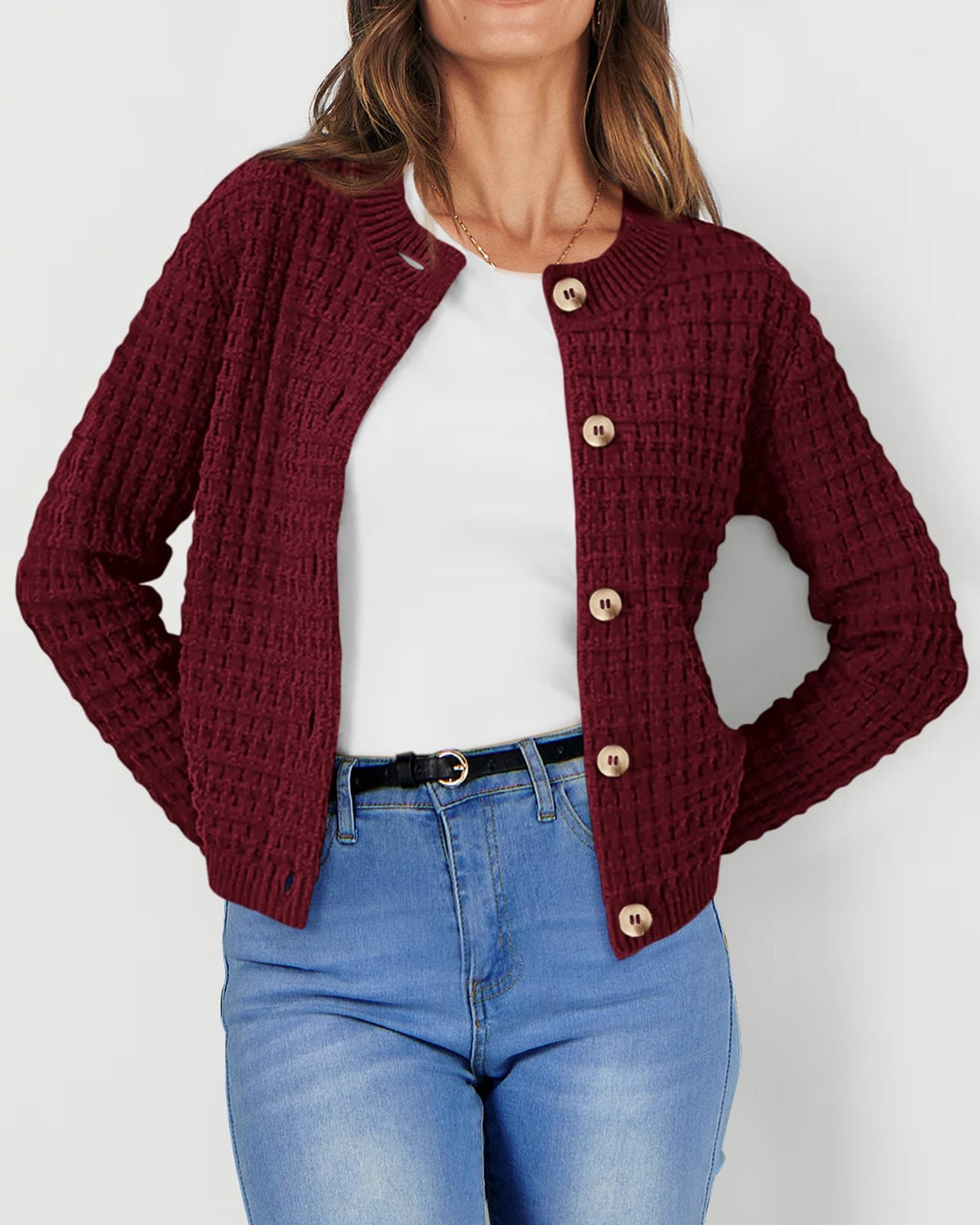 Fall Women Clothing Solid Color Office Knitted Cardigan Casual Sweater Coat - Iyanka