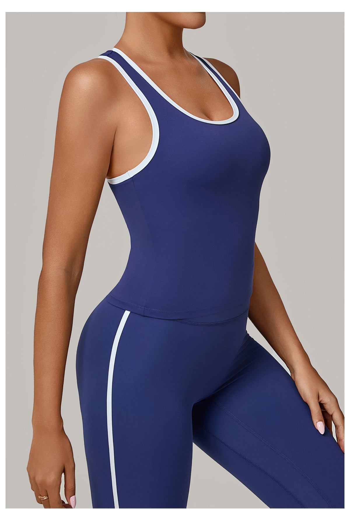No Chest Pad Stitching Contrast Color Beauty Back Yoga Vest Quick Drying Workout Top Outer Wear Running Exercise Vest Women - Iyanka