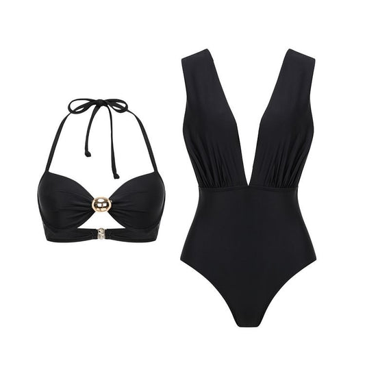 Simple High Grade Swimsuit Women Three Piece Skirt Sets - Iyanka