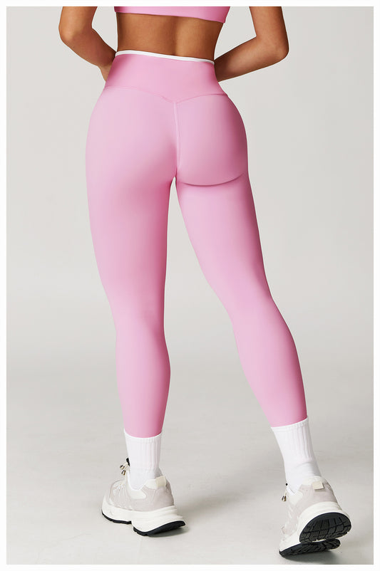 Nude Feel Skinny Yoga Pants Cross High Waist Contrast Color Tights Women Sports Running Fitness Pants - Iyanka