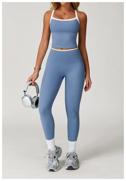 Nude Feel Yoga Pants High Waist Contrast Color Quick Drying Trousers Sports Running Fitness Sports Tights - Iyanka