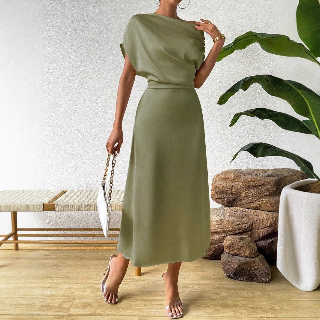 Women Clothing Trendy Summer Satin Satin Women Summer Dress Tight Jumpsuit Long Dress - Iyanka