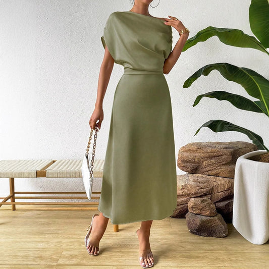 Women Clothing Trendy Summer Satin Satin Women Summer Dress Tight Jumpsuit Long Dress - Iyanka