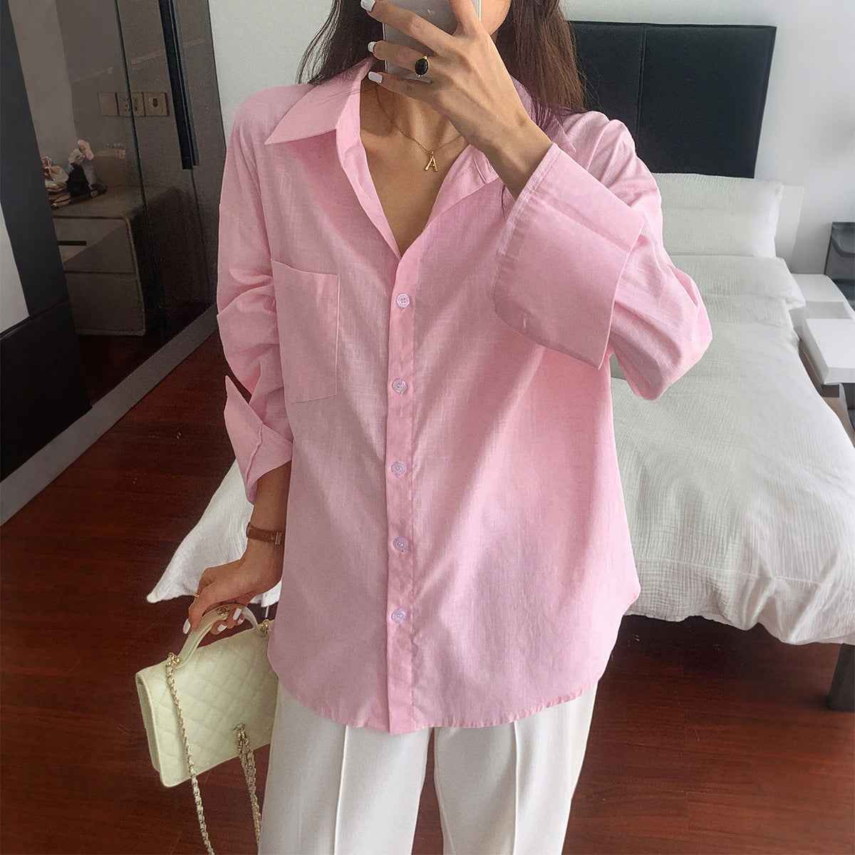 Women’s Autumn/Winter Cotton Long Sleeve Casual Shirt – Office & Vacation