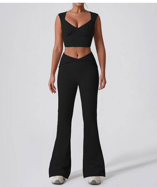 Wide Leg Tight Nude Feel Hip Lifting Yoga Bell Bottom Pants Dance High Waist Micro Pull Quick Drying Casual Sports Trousers Women - Iyanka