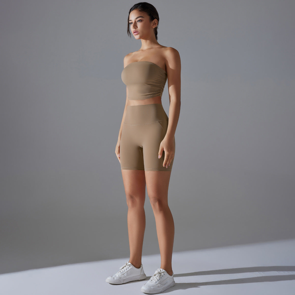 Celebrity One Piece Pleated Tube Top High Waist Hip Lift Zero Sense Wear Free Underwear Sports Shorts Fitness Yoga Set Women - Iyanka