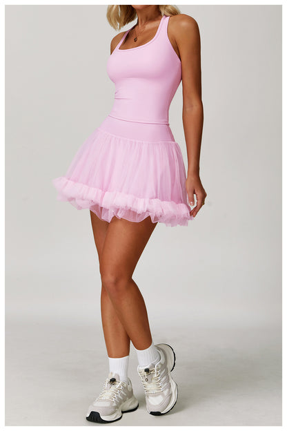Summer Anti Exposure Base High Waist Tennis Skirt Casual A line Skirt Mesh Sports - Iyanka