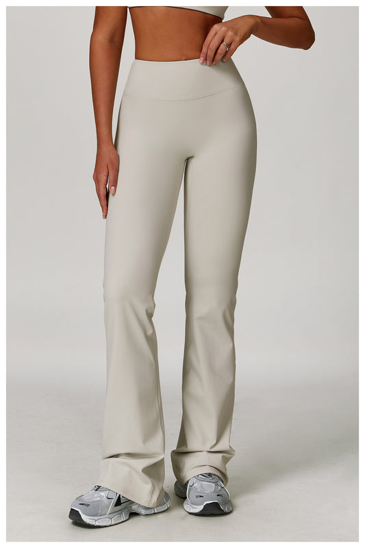 Brushed High Waist Yoga Trousers Tight Wide Leg Bell Bottoms Running Sports Fitness Bootcut Trousers - Iyanka
