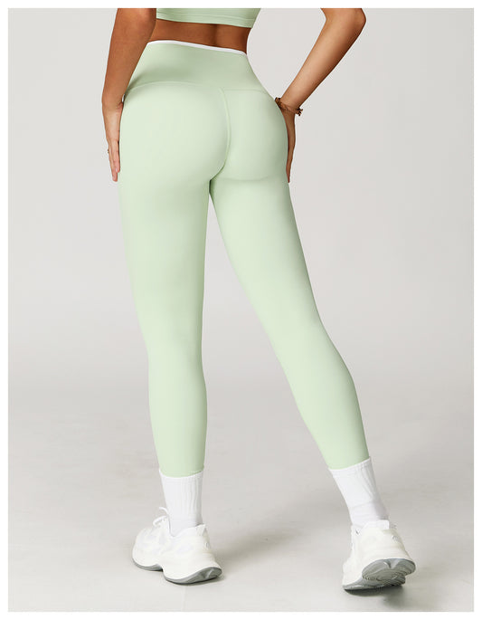 Nude Feel Yoga Pants High Waist Contrast Color Quick Drying Trousers Sports Running Fitness Sports Tights - Iyanka