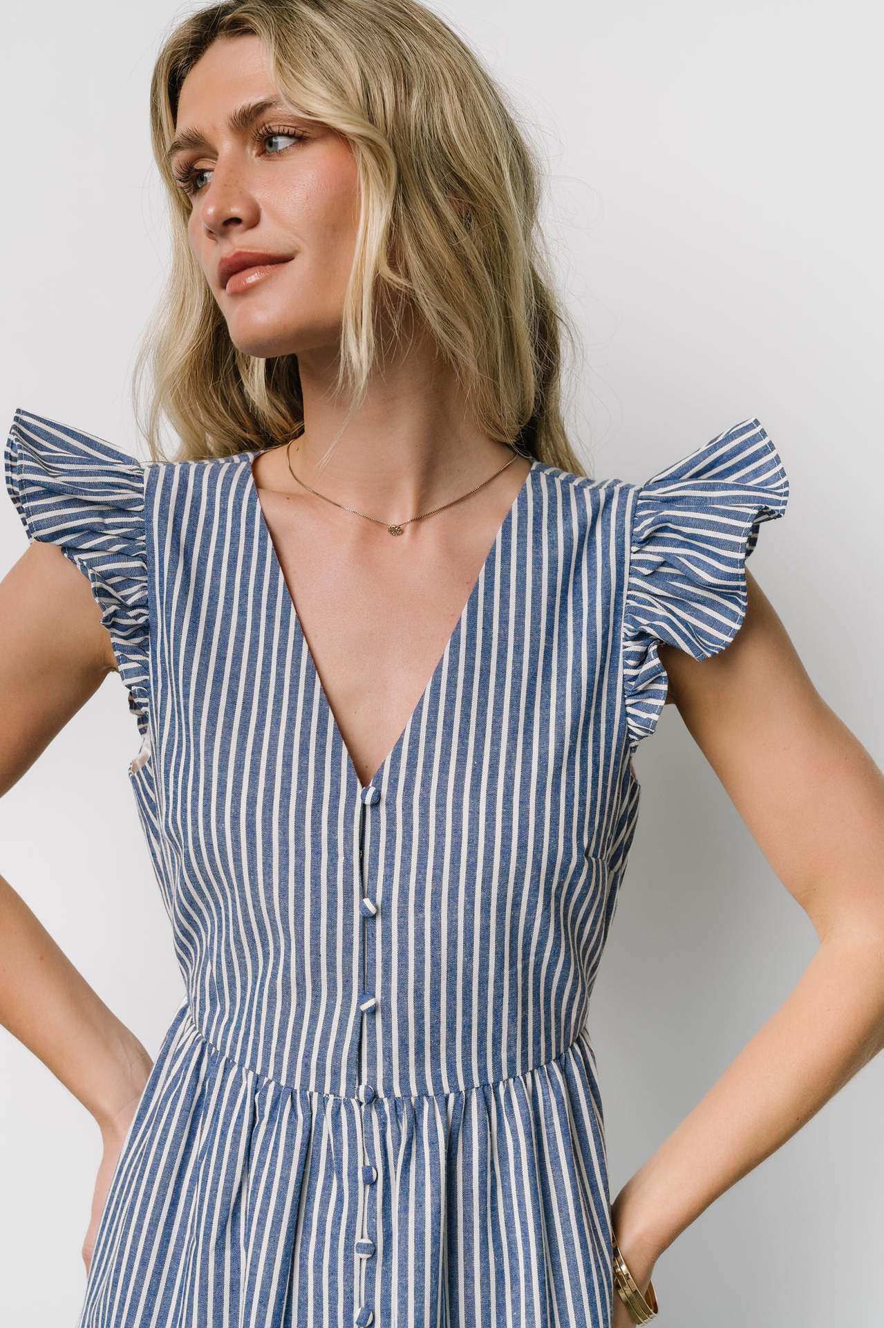 Women Clothing Striped Print Holiday Maxi Dress Bohemian V neck Shirt Dress