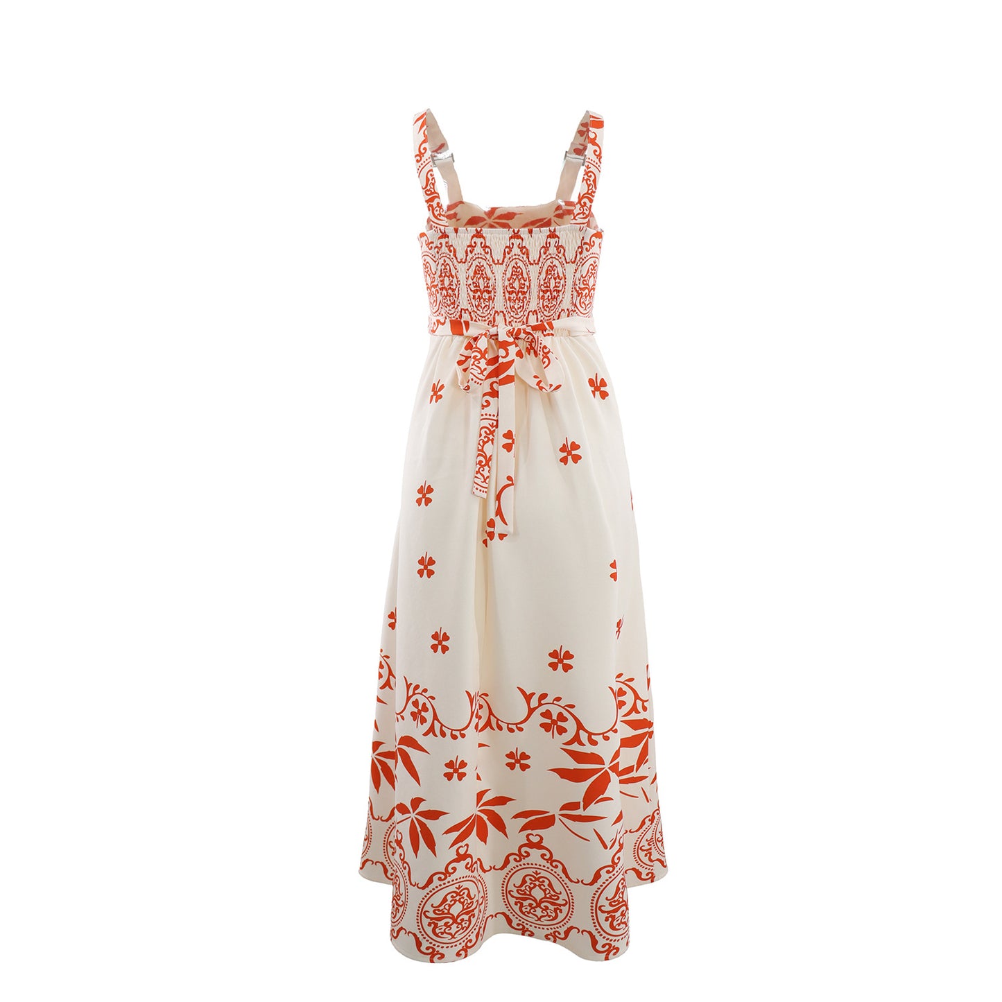 Women Vacation Casual Retro Printed Waist Controlled A line Dress