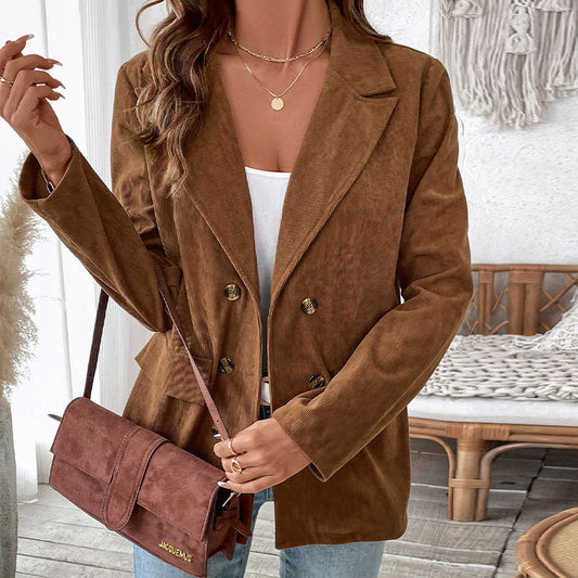 Autumn Winter Women Solid Color Corduroy Blazer Women - Iyanka