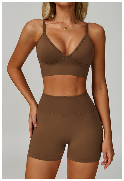 Seamless Knitted Tight Yoga Shorts Women V Shaped Waist Outer Wear Running Sports Quick Drying Fitness Pants - Iyanka