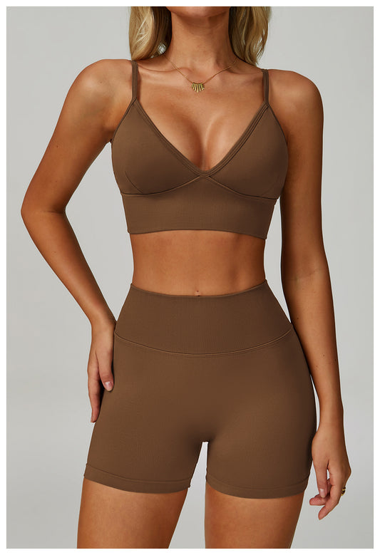 Seamless Knitted Tight Yoga Shorts Women V Shaped Waist Outer Wear Running Sports Quick Drying Fitness Pants - Iyanka