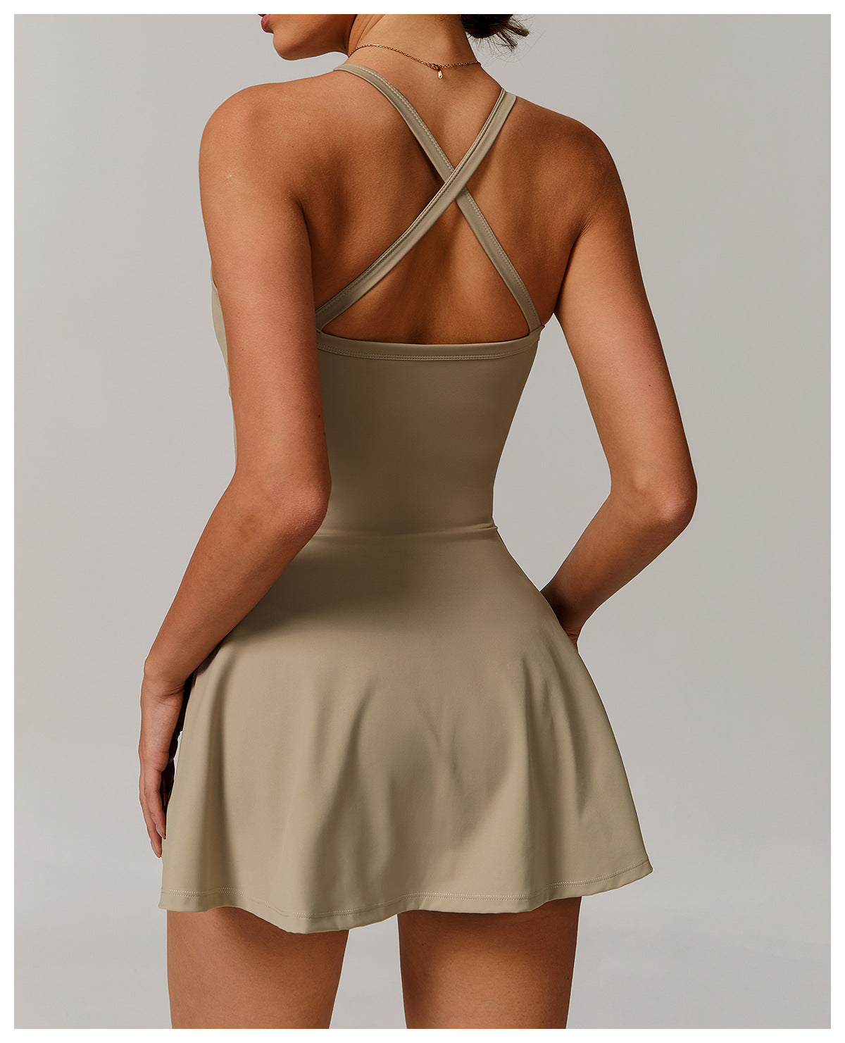 Sustainable Recycled Dress Anti Exposure Kink Design Cross Hollow Out Cutout out Beauty Back Tennis - Iyanka