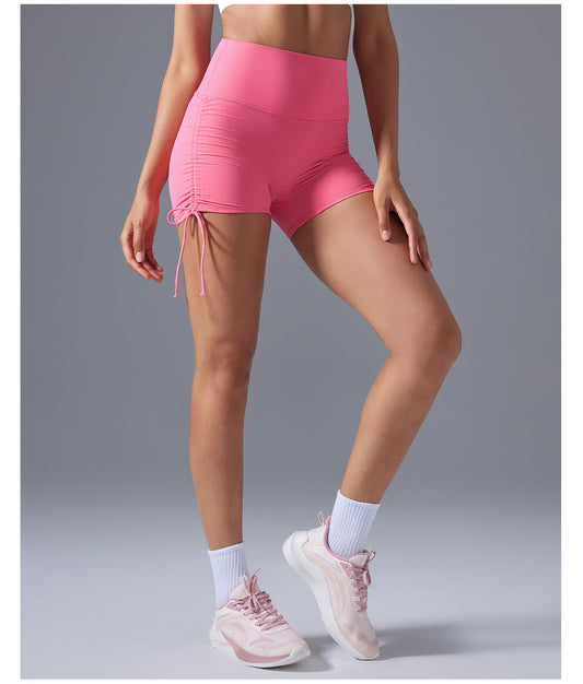 High Waist Tight Yoga Shorts Women No T Line Pleating Slimming Hip Workout Shorts Summer - Iyanka