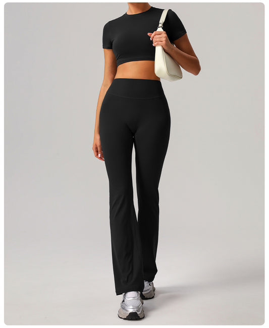Yoga Wide Leg Pants High Waist Belly Contracting Fitness Trousers Women Skinny Hip Raise Bell Bottom Pants Sports Casual Pants - Iyanka