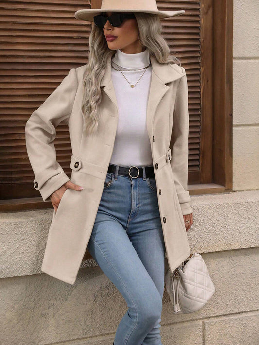 Autumn Winter Collared Women Woolen Slim Fit Coat - Iyanka