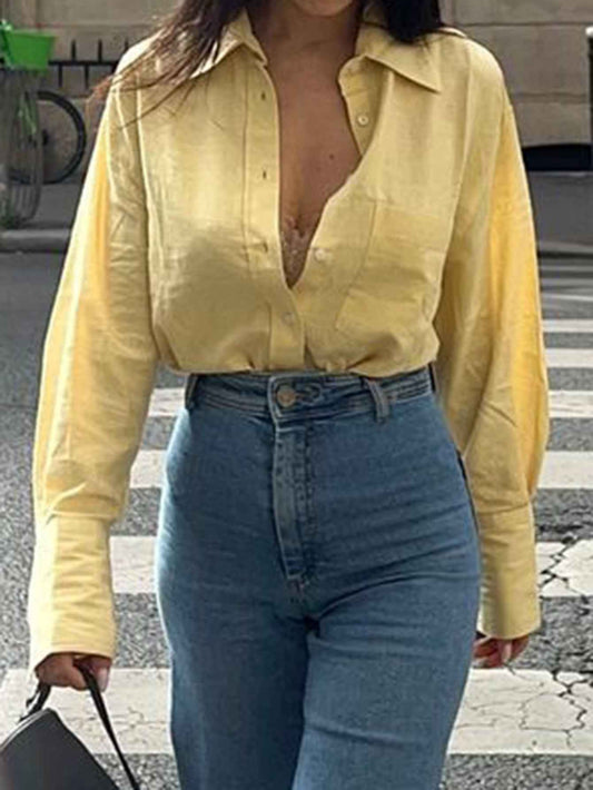Women’s Autumn/Winter Cotton Long Sleeve Casual Shirt – Office & Vacation