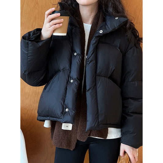National Standard 90 White Duck down Short down Jacket Women Japanese All Matching Thickened Puffer Jacket - Iyanka