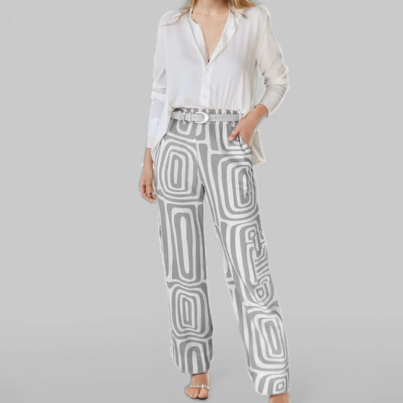 Office Shirt Loose Trousers Casual Women Spring Women Set (No Belt) - Iyanka