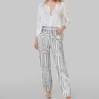 Office Shirt Loose Trousers Casual Women Spring Women Set (No Belt) - Iyanka