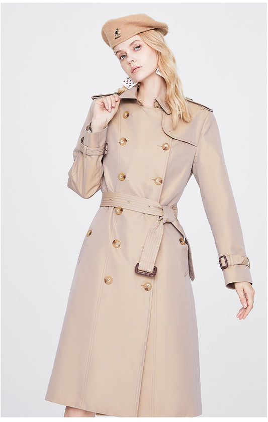 Autumn Trench Coat Women Long Trench Coat Popular Slim Fit Solid Color Non-Wrinkle Coat - Iyanka