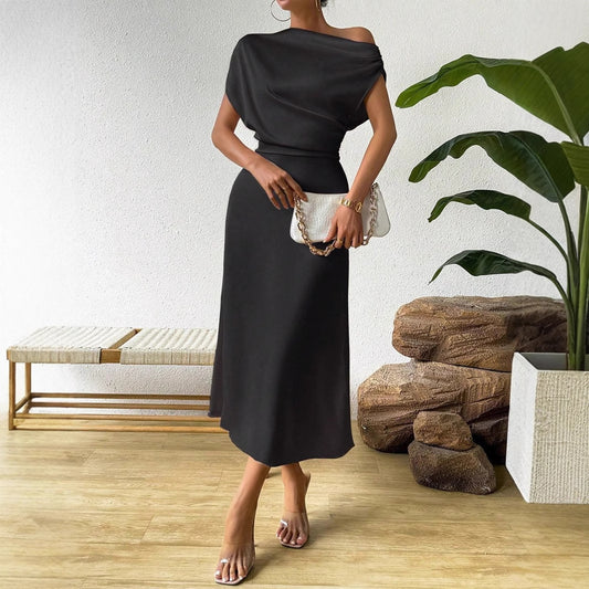 Women Clothing Trendy Summer Satin Satin Women Summer Dress Tight Jumpsuit Long Dress - Iyanka