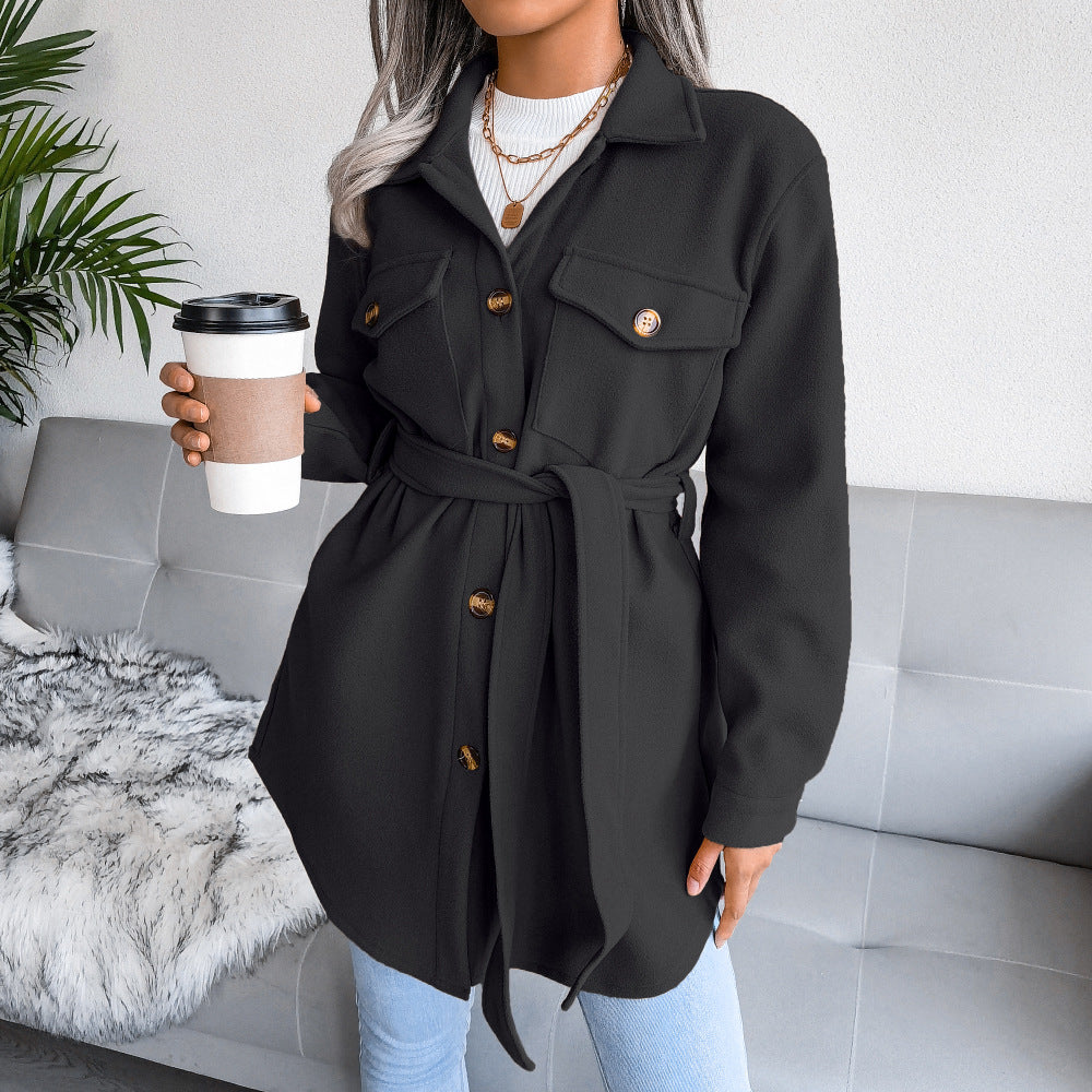 Autumn Winter Single Breasted Woolen Coat Outerwear Women Clothing - Iyanka