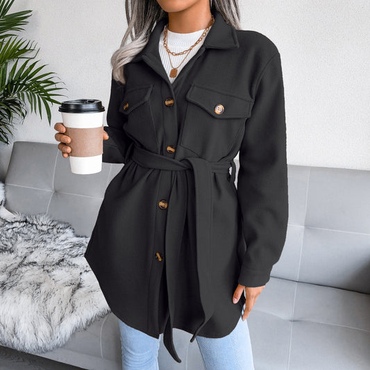 Autumn Winter Single Breasted Woolen Coat Outerwear Women Clothing - Iyanka
