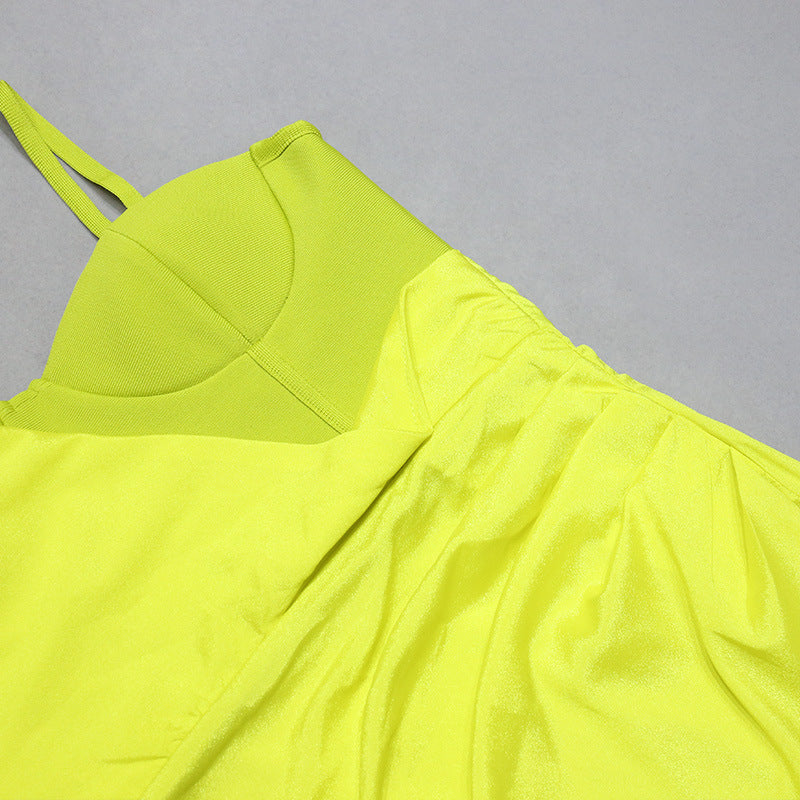 Dress Clothes Sexy Dress Stitching Satin Sling Irregular Asymmetric Side Slit Slim Fit Bandage Dress Women - Iyanka