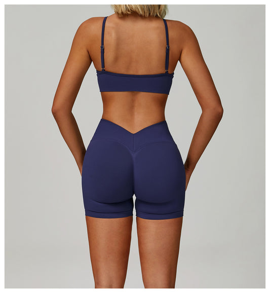 Seamless Knitted Tight Yoga Shorts Women V Shaped Waist Outer Wear Running Sports Quick Drying Fitness Pants - Iyanka