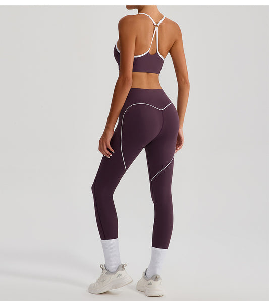 Cross Adjustable Shoulder Strap Yoga Bra Outer Wear with Chest Pad Workout Exercise Underwear Contrast Color Yoga Clothes - Iyanka