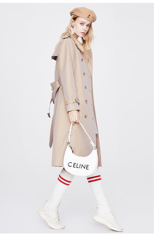 Autumn Trench Coat Women Long Trench Coat Popular Slim Fit Solid Color Non-Wrinkle Coat - Iyanka