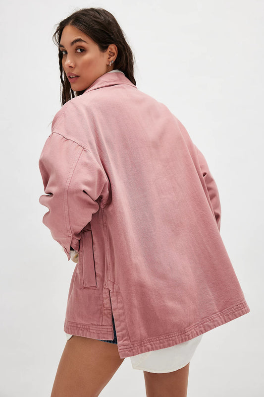 Casual Pocket Side Slit Denim Women Coat - Iyanka